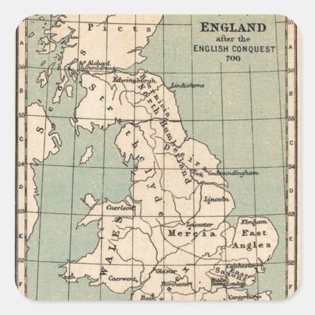 Old England Map Square Sticker (Front)