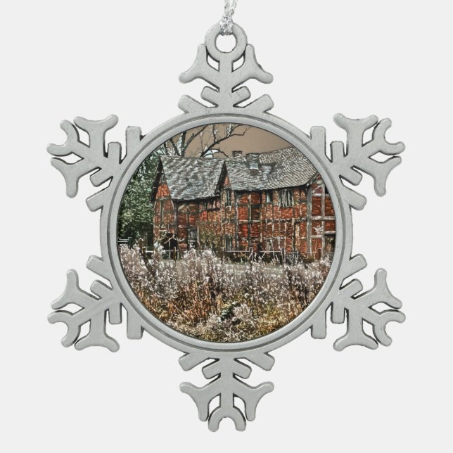 OLD ENGLAND SNOWFLAKE PEWTER CHRISTMAS ORNAMENT (Front)