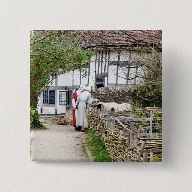 OLD ENGLAND UK 2 INCH SQUARE BUTTON (Front)