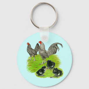 Old English Barred Bantam Family Keychain