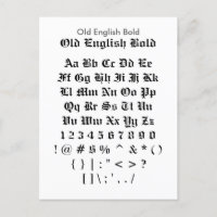 Old English Bold - Zazzle Font Sampler Sheet