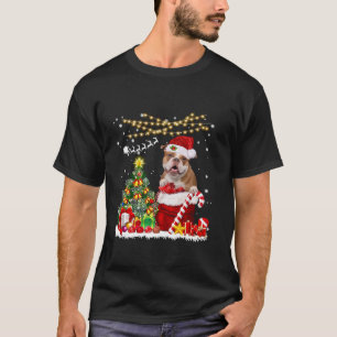 Old English Bulldog Dog Christmas Tree Lights Dog  T-Shirt