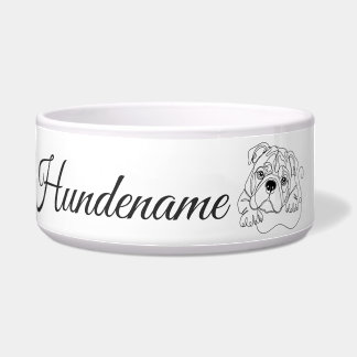 Old English Bulldogge Line Art personalized bowl