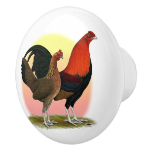 Old English Game Bantam: BB Red Ceramic Knob