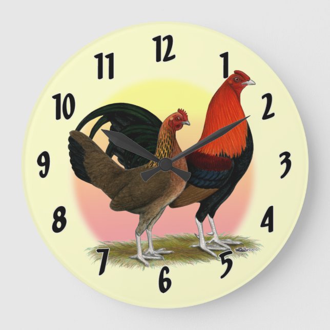 Old English Game Bantam:  BB Red Large Clock (Front)