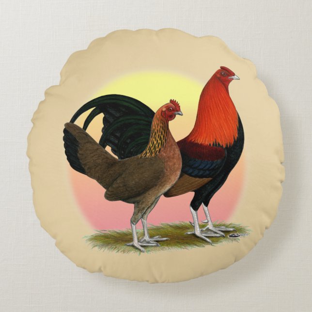 Old English Game Bantam:  BB Red Round Pillow (Front)