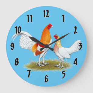 Old English Game Bantam:  Red Pyle Large Clock