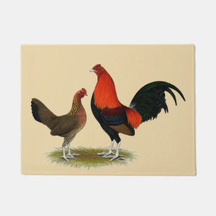 Old English Game Bantams: BB Red Pair Doormat