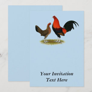 Old English Game Bantams: BB Red Pair Invitation