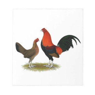 Old English Game Bantams:  BB Red Pair Notepad