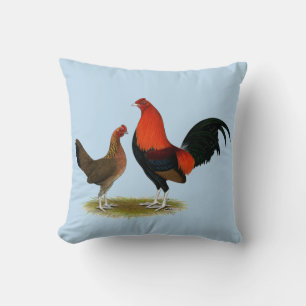 Old English Game Bantams: BB Red Pair Throw Pillow