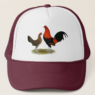 Old English Game Bantams:  BB Red Pair Trucker Hat