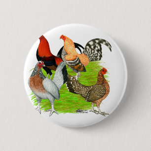 Old English Game Quartet 2 Inch Round Button