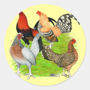 Old English Game Quartet Classic Round Sticker