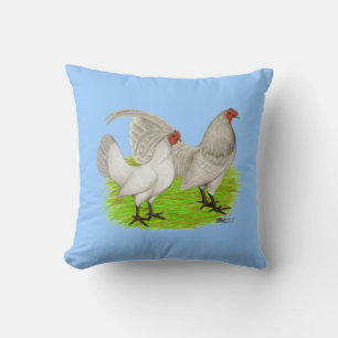 Old English Game Self Blue Throw Pillow
