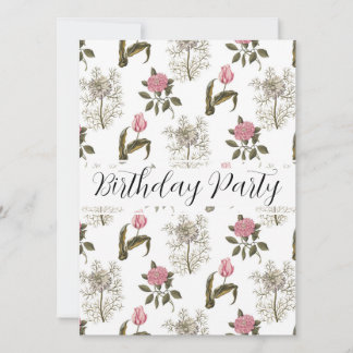 Old English Garden Floral Birthday Invitation