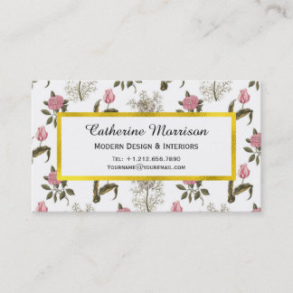 Old English Garden Vintage Floral Pattern Business Card