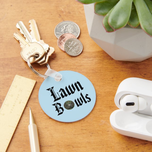 Old English Lawn Bowls Text Design, Keychain (Desk)