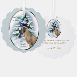 Old English Mastiff Christmas Gifts Ornament Card