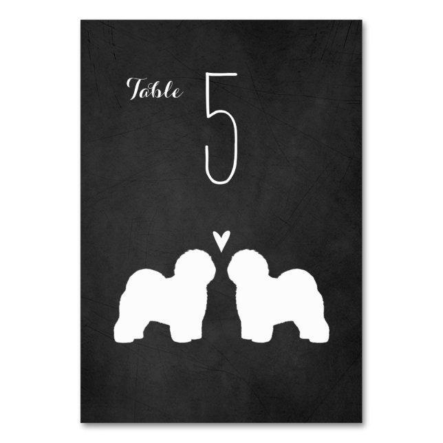 Old English Sheedog Silhouettes Wedding Reception Table Number (Back)