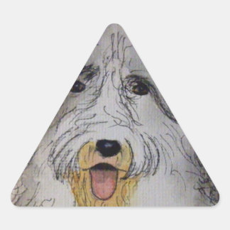 Old English Sheep Dog puppy Triangle Sticker