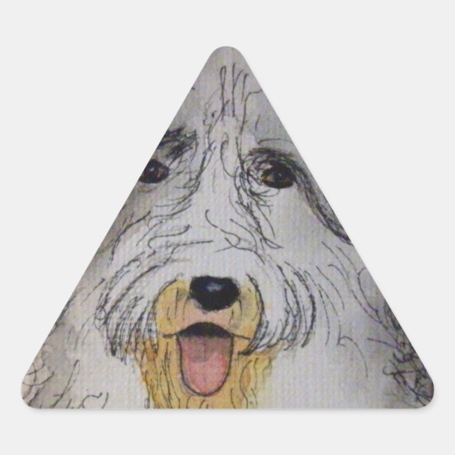 Old English Sheep Dog puppy Triangle Sticker (Front)