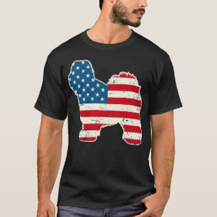 Old English Sheepdog American Flag 4th of July for T-Shirt