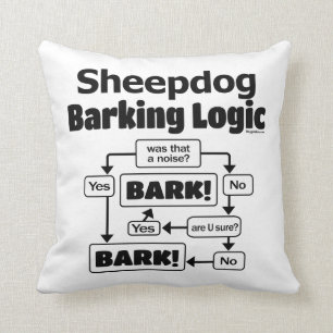 Old English Sheepdog Barking Logic Throw Pillow
