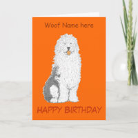Old English Sheepdog Birthday Cards, add name,text