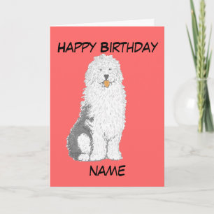 Old English Sheepdog Birthday Cards, add text Card