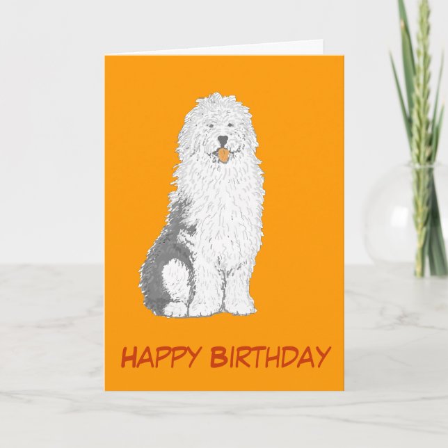 Old English Sheepdog Birthday Cards, add text Card (Front)