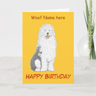 Old English Sheepdog Birthday Cards, change name Card