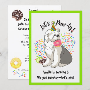 Old English Sheepdog Birthday Party Invitation