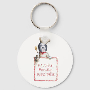 Old English Sheepdog Chef of Love Keychain