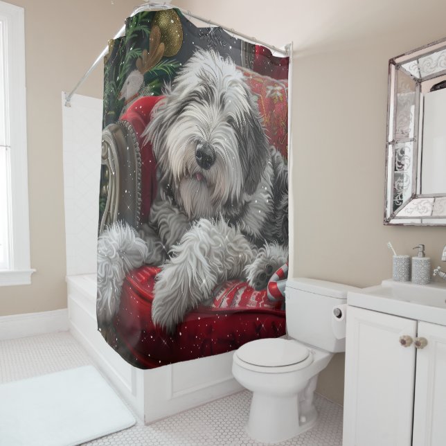 Old English Sheepdog Christmas Festive (In Situ)