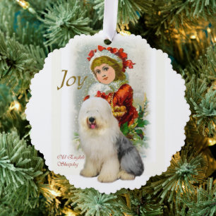 Old English Sheepdog Christmas Gifts Ornament Card