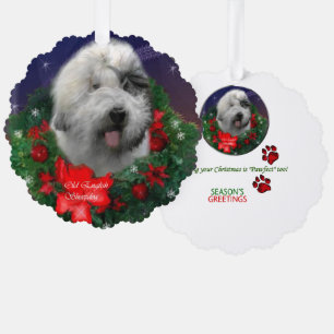 Old English Sheepdog Christmas Gifts Ornament Card