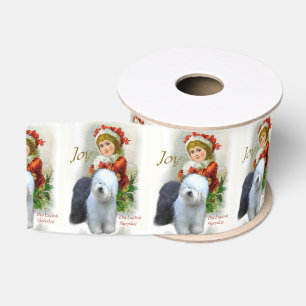 Old English Sheepdog Christmas Grosgrain Ribbon