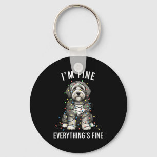 Old English Sheepdog Christmas I'm Fine Everything Keychain