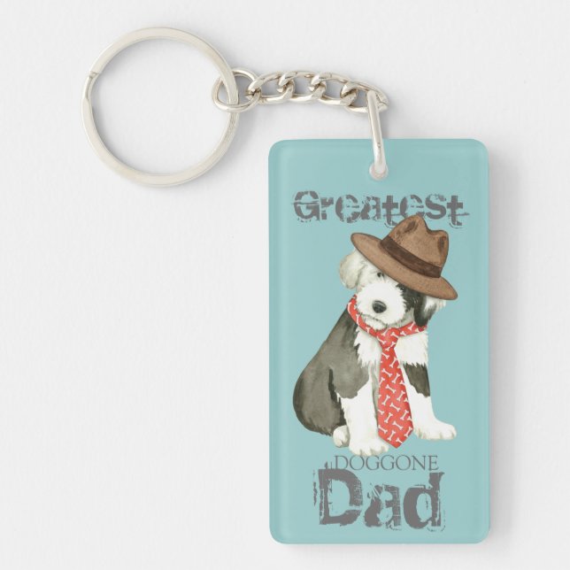 Old English Sheepdog Dad Keychain (Front)