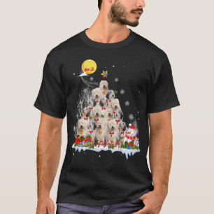 Old English Sheepdog Dog Reindeer Pine Christmas T-Shirt