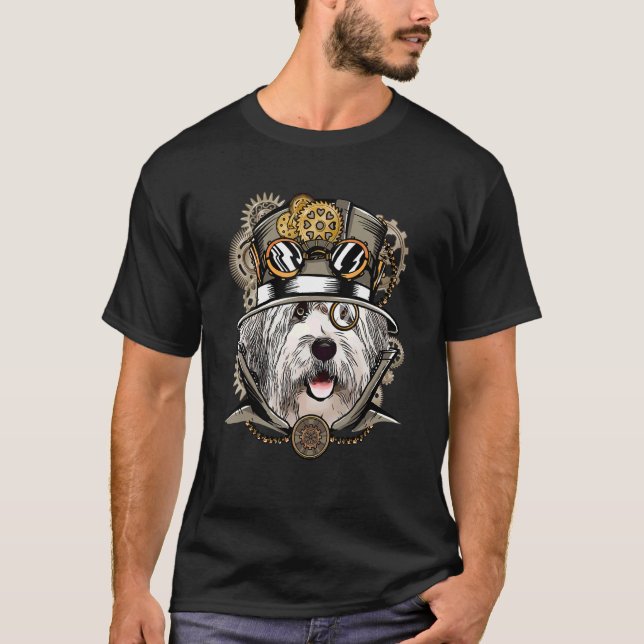 Old English Sheepdog Dog Steampunk T-Shirt (Front)