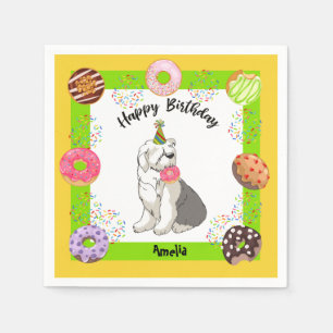 Old English Sheepdog Doughnuts Party Birthday Napk Napkin