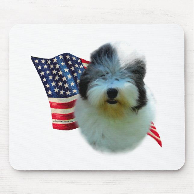 Old English Sheepdog Flag Mouse Pad (Front)