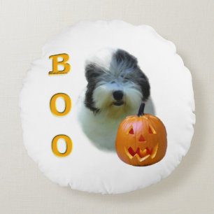 Old English Sheepdog Halloween Boo Round Pillow