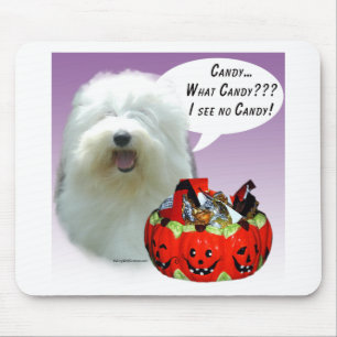 Old English Sheepdog Halloween Candy Mouse Pad