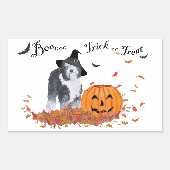 Old English Sheepdog Halloween Sticker (Front)