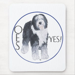 Old English Sheepdog Head Study Mouse Pad