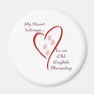 Old English Sheepdog Heart Belongs Magnet