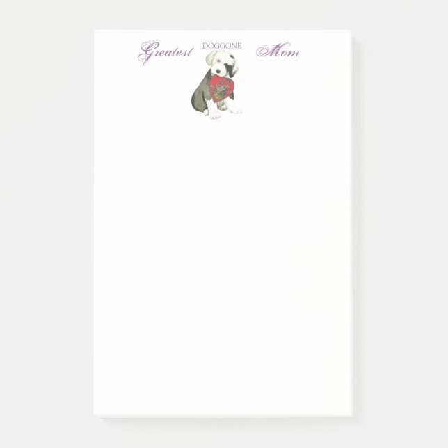 Old English Sheepdog Heart Mom Post-it Notes (Front)